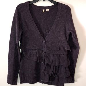 Anthropologie MOTH Women’s Purple Heather Split Decision V-Neck Ruffled …